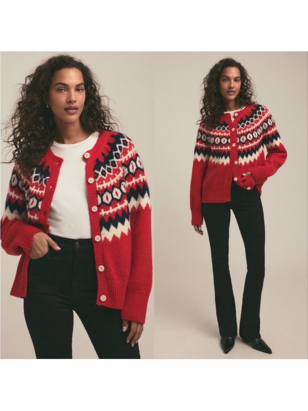 NWT Favorite Daughter Snowed In Fair Isle Cardigan Sweater